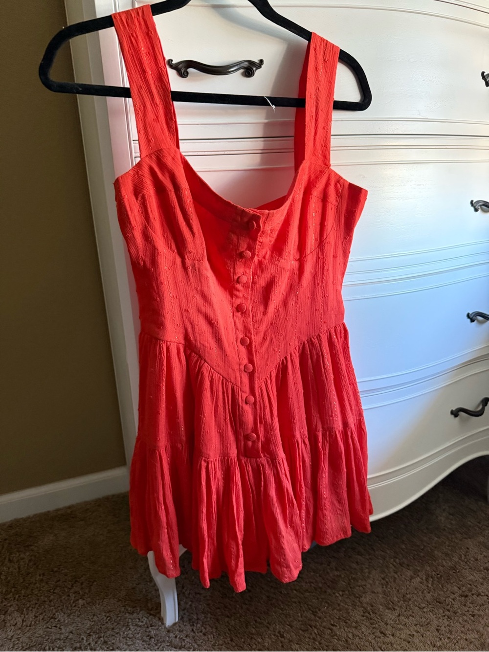 PQ Swim Red Button-Front Sundress Romper